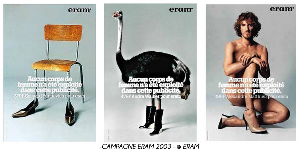 aucun corps de femmes n'a été exploitées dan cette publicité,prônait eram en 2003
