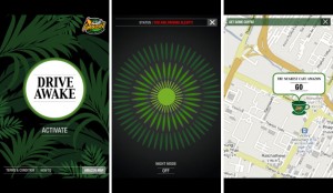 la chaîne Café Amazon et l'agence BBDO ont développé une application inédite, Drive Awake, qui détecte l'état de somnolence du conducteur et le réveille grâce à un cri de perroquet