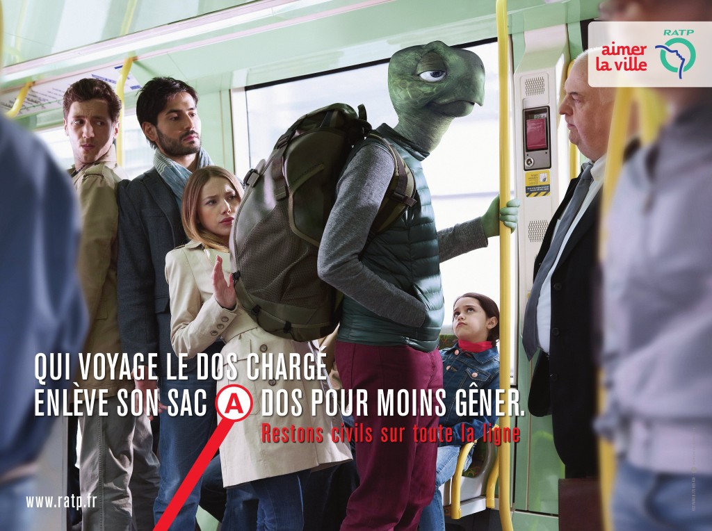 campagne affichage RATP contre l'incivilité dans les transports en commun réalisé et imaginée par Publicis Conseil