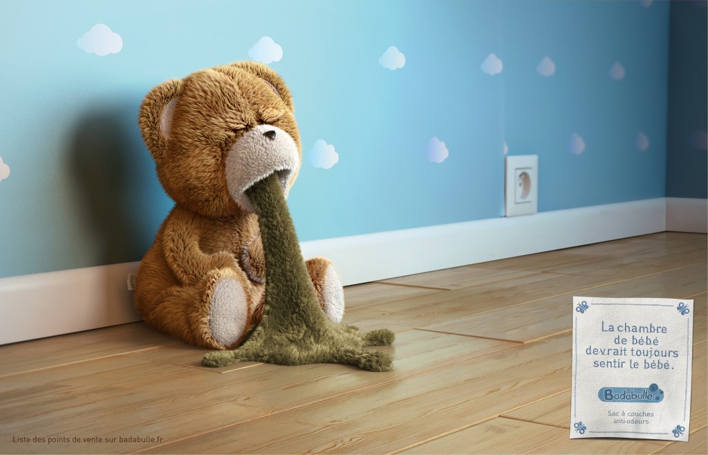 la marque de puériculture Badabulle et Publicis Conseil lancent une campagne d'affichage insolite pour promouvoir sa nouvelle gamme de sac à couches pafumés