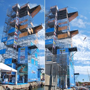l'épreuve spectaculaire du plongeon haut vol fait son apparition aux mondiaux de natation de Barcelone pour la première fois en compétition