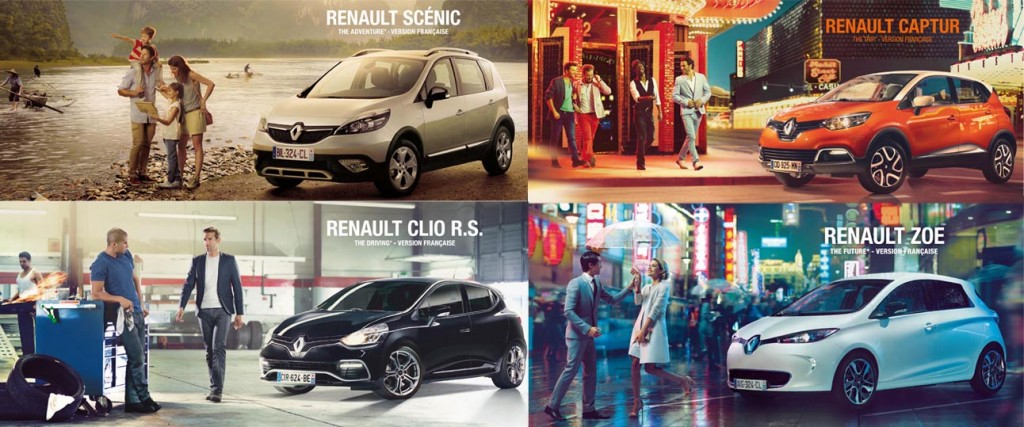 Renault lance une campagne de marques d'envergure dans la presse et fait voyager les lecteurs avec des visuels mettant en avant la frenc touch à l'international