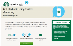offrir un café a un amis via Starbucks et Twitter
