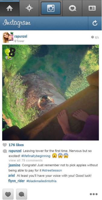 le premier pas dehors de raiponce sur instagram