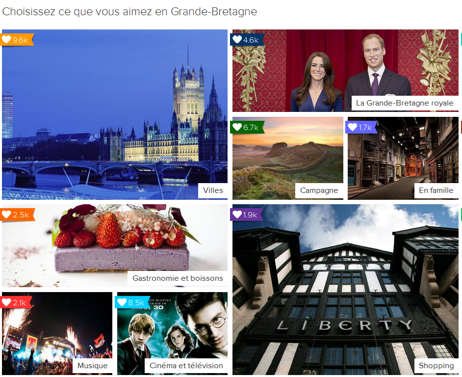 à la fin de l'expérience digitale, les internautes sont invités à découvrir leurs activités sur le Lovewall qui regroupe les centres d'intérêts anglais