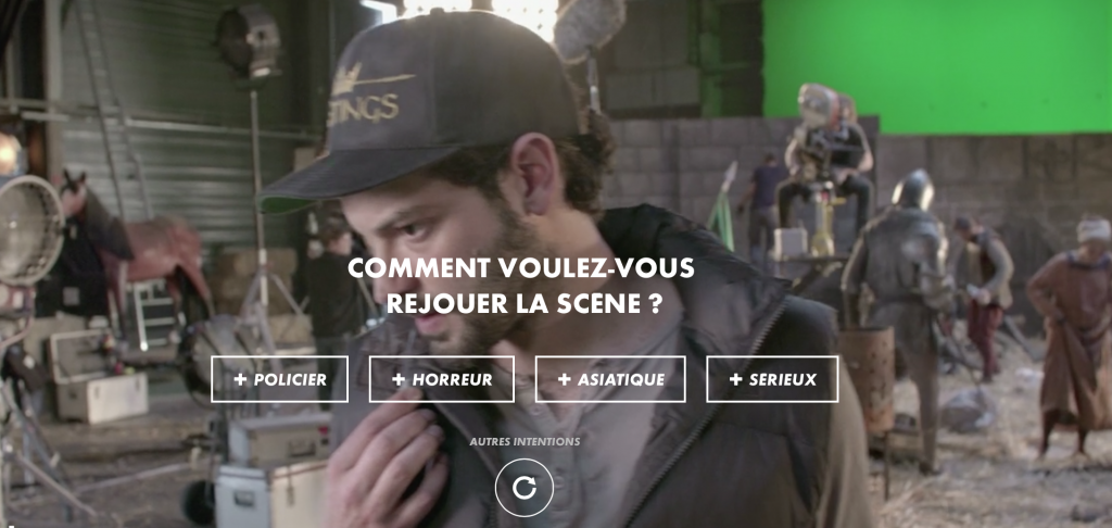 l'assistant tournage vous guide dans vos choix et vous permet de choisir si vous voulez une scène romantique, terrifiante ou dramatique