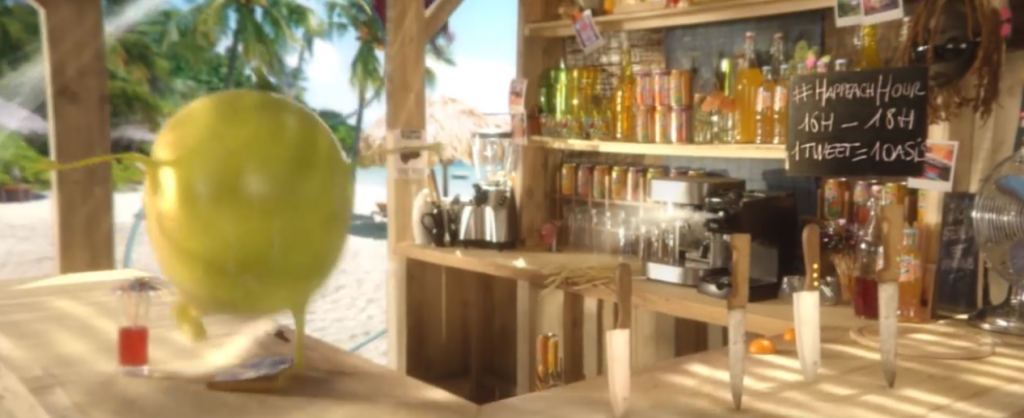 Oasis a caché un hashtag dans l'épisode 2 et a offert des boissons oasis aux personnes twittant #happeachhour