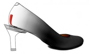 une languette dissimulée à l'intérieur permet de changer de talon en un clic