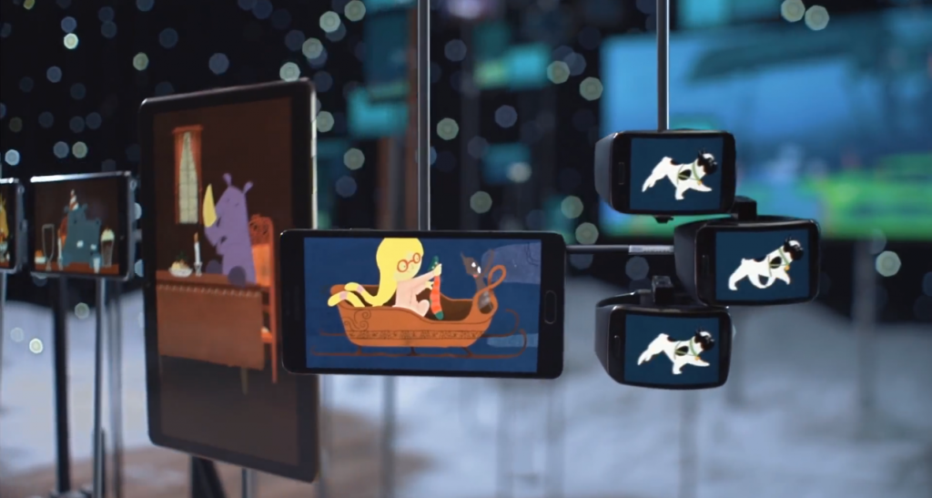 un conte de Noël synchronisé avec des écrans samsung