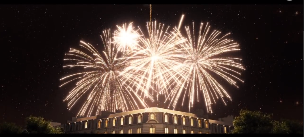 la vidéo se termine par un magnifique feu d'artifice 