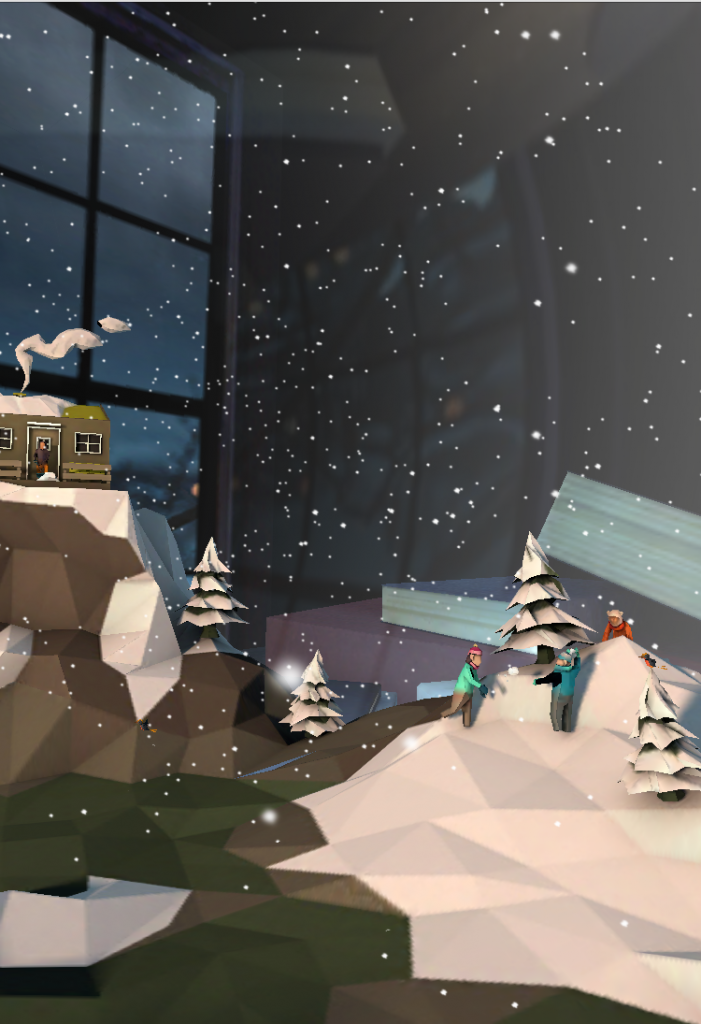 le smartphone et la tablette servent alors de télécommande pour se diriger dans la boule et même faire tomber la neige en le secouant