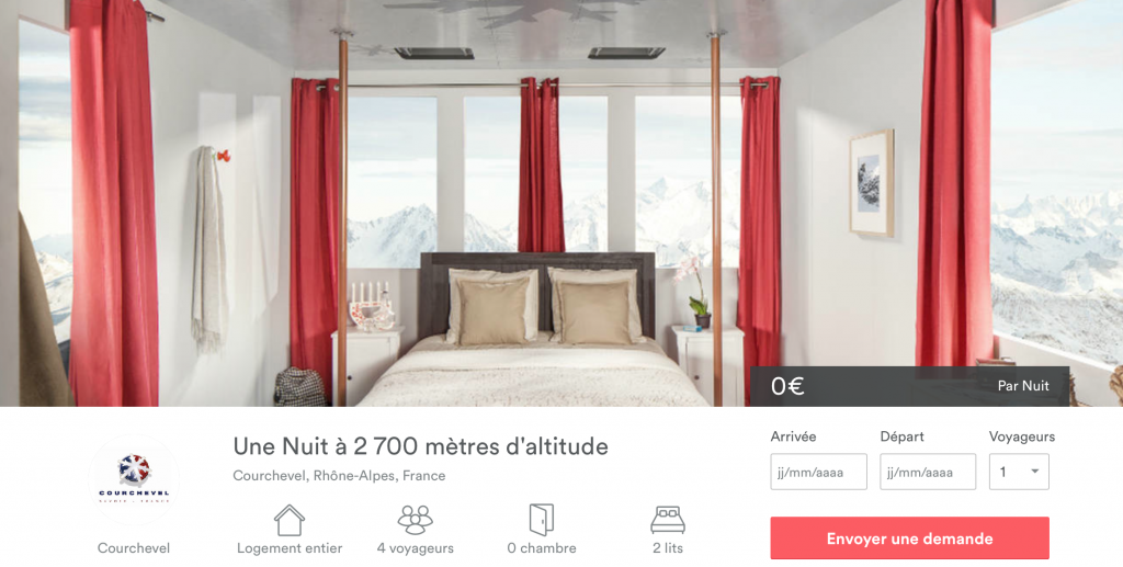 Airbnb et l'agence Ubi Bene mettent en jeu une nuit dans un téléphérique à 2700m d'altitude