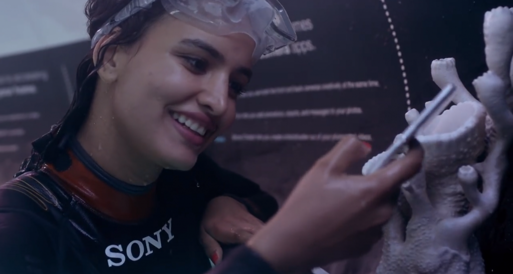 après un parcours de plongée des plongeurs  privilégié ont pu découvrir les produits sony dans une boutique aquatique