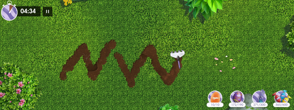 Jusqu'au 5 avril venez gratter le jardin milka pour trouver les oeufs cachés par le lapin Milka