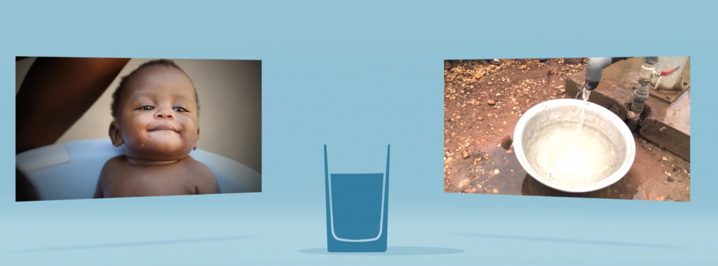 l'eau récupéré sur twitter sera ensuite transformée en vrai eau et donnée aux enfants du togo