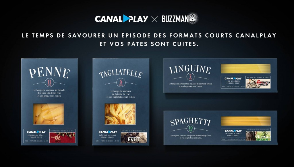 CanalPLay crée de nouvelles mini séries et Buzzman imagine des pâtes pour les promouvoir