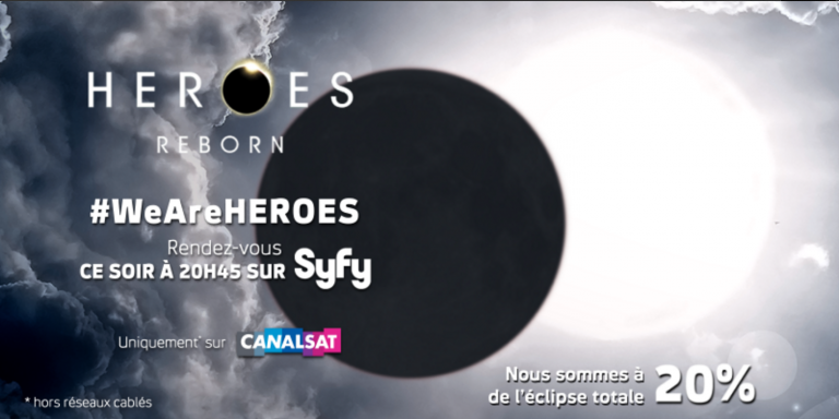 Pour la lancement de Heroes Reborn, Syfy et l'agence Rosbeef vont créer une éclipse totale mardi 5 janvier sur Twitter