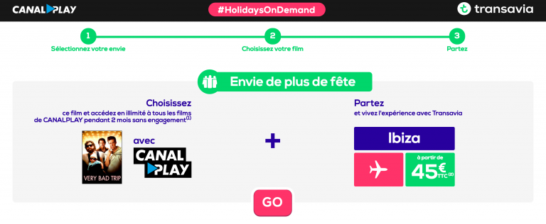 Sur holidayondemand, chaque film cache en fait une destination Transavia