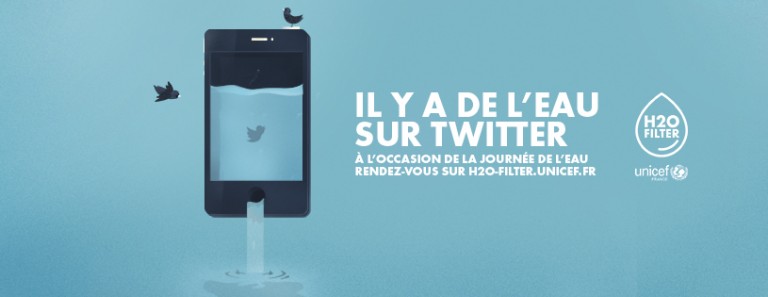 Cette année encore, l'Unicef et Publicis Conseil mobilisent les utilisateurs de Twitter à filtrer leurs tweet pour les transformer en eau potable