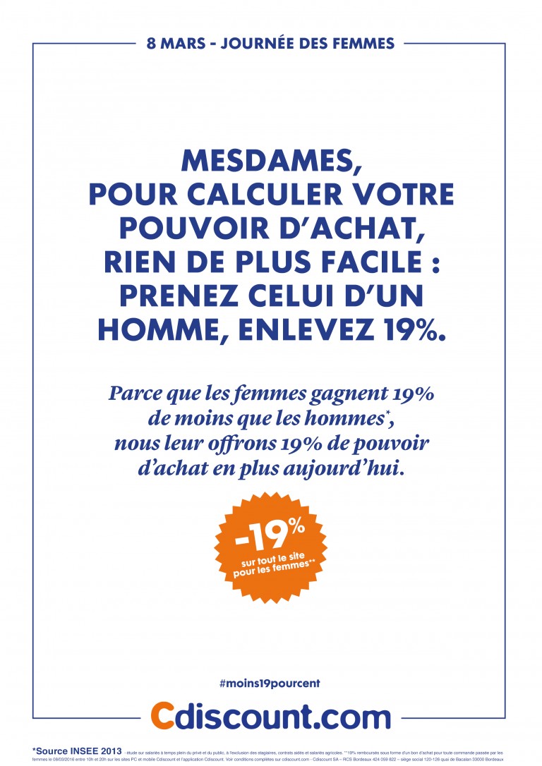 En france, à travail égal, les femmes gagnent 19% de salaire en moins que les hommes