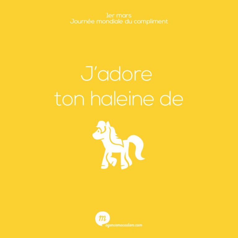 J'adore ton haleine de cheval... Insolent ou insolite, l'agence macadam célèbre la journée des compliments